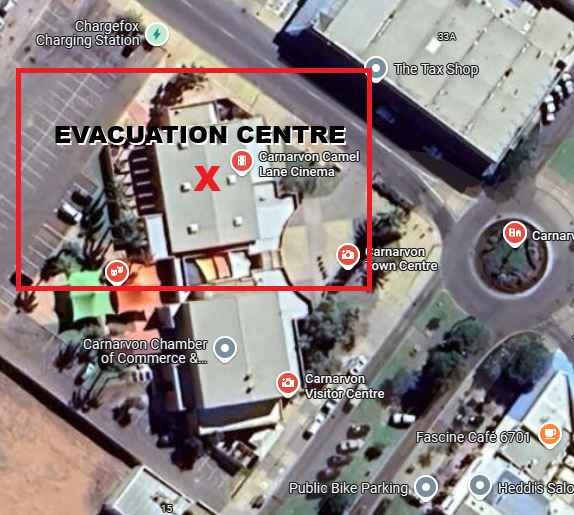 Evacuation Centre - Woolshed Carnarvon Civic Centre Map