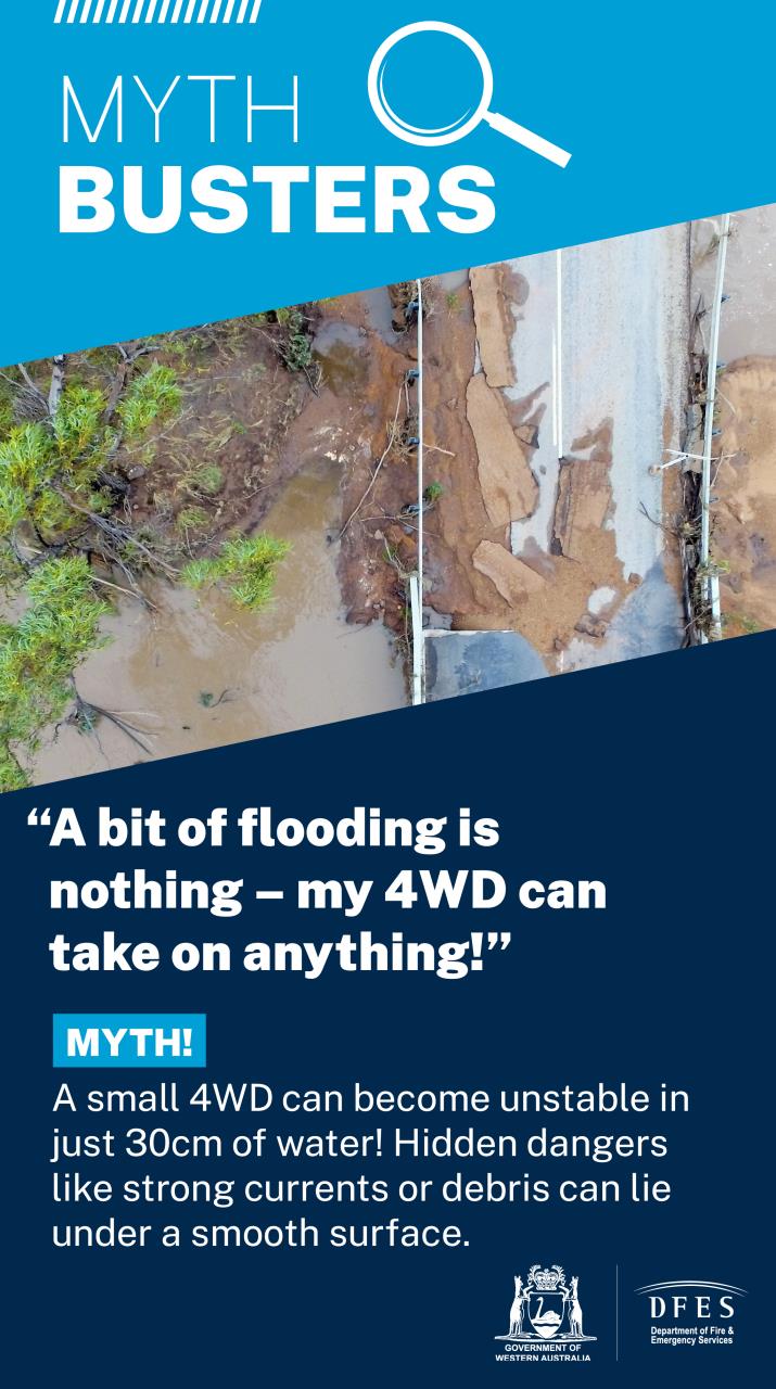 Myth 4X4 drivng through floodwater