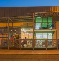 front of the library at night