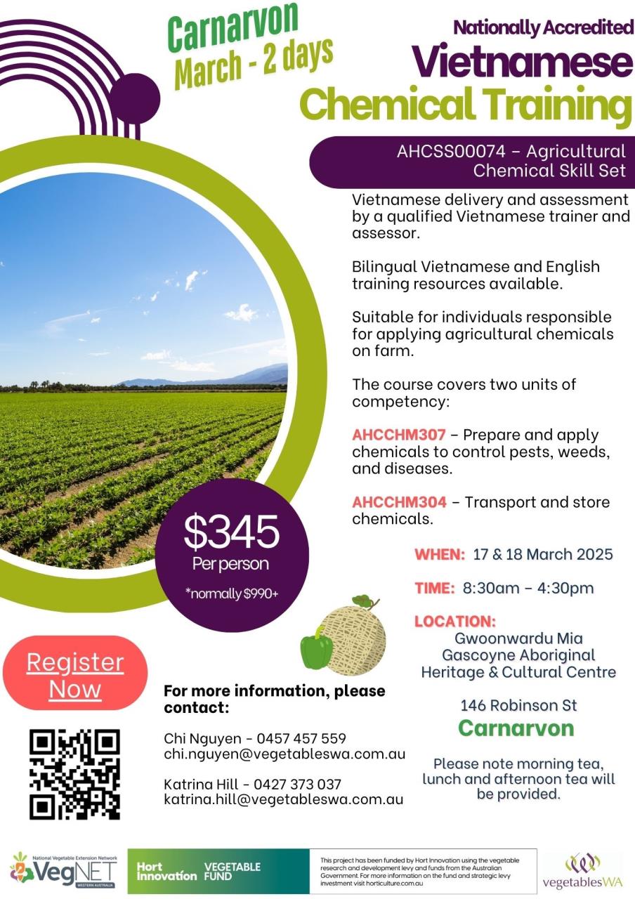 Nationally Accredited Chemical Certification Training for Primary Producers